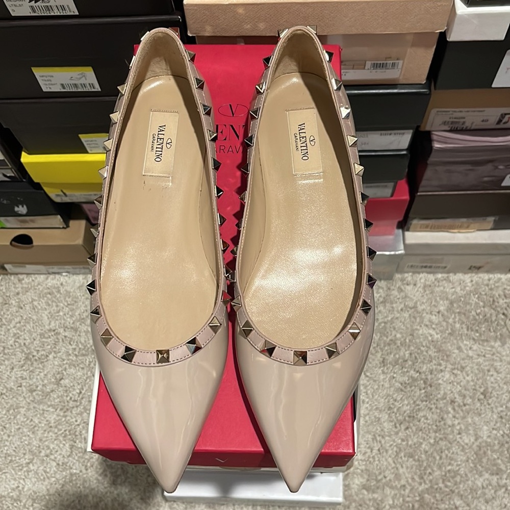 Valentino Nude Rockstud Ballerina Flats Size EU 40 (Approx. US 10)